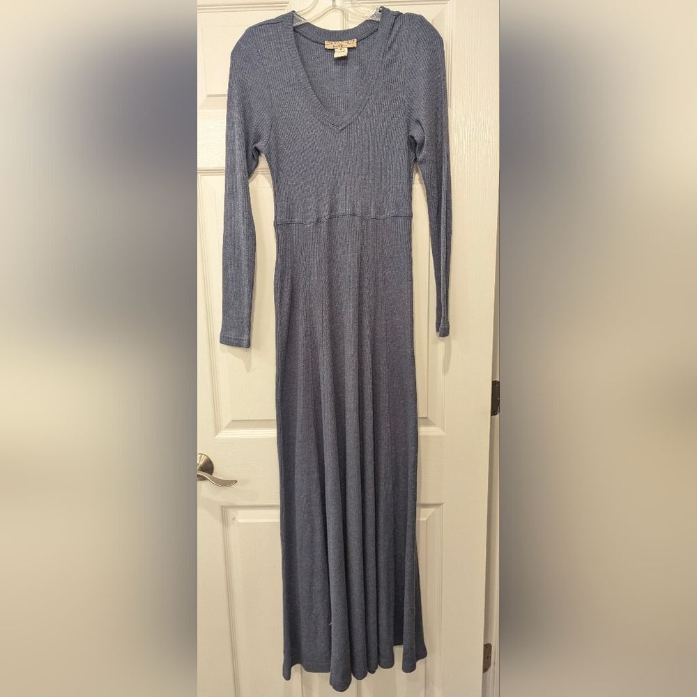 Karen Alexander Boston Proper Y2K knit ribbed long maxi dress v-neck gray size M